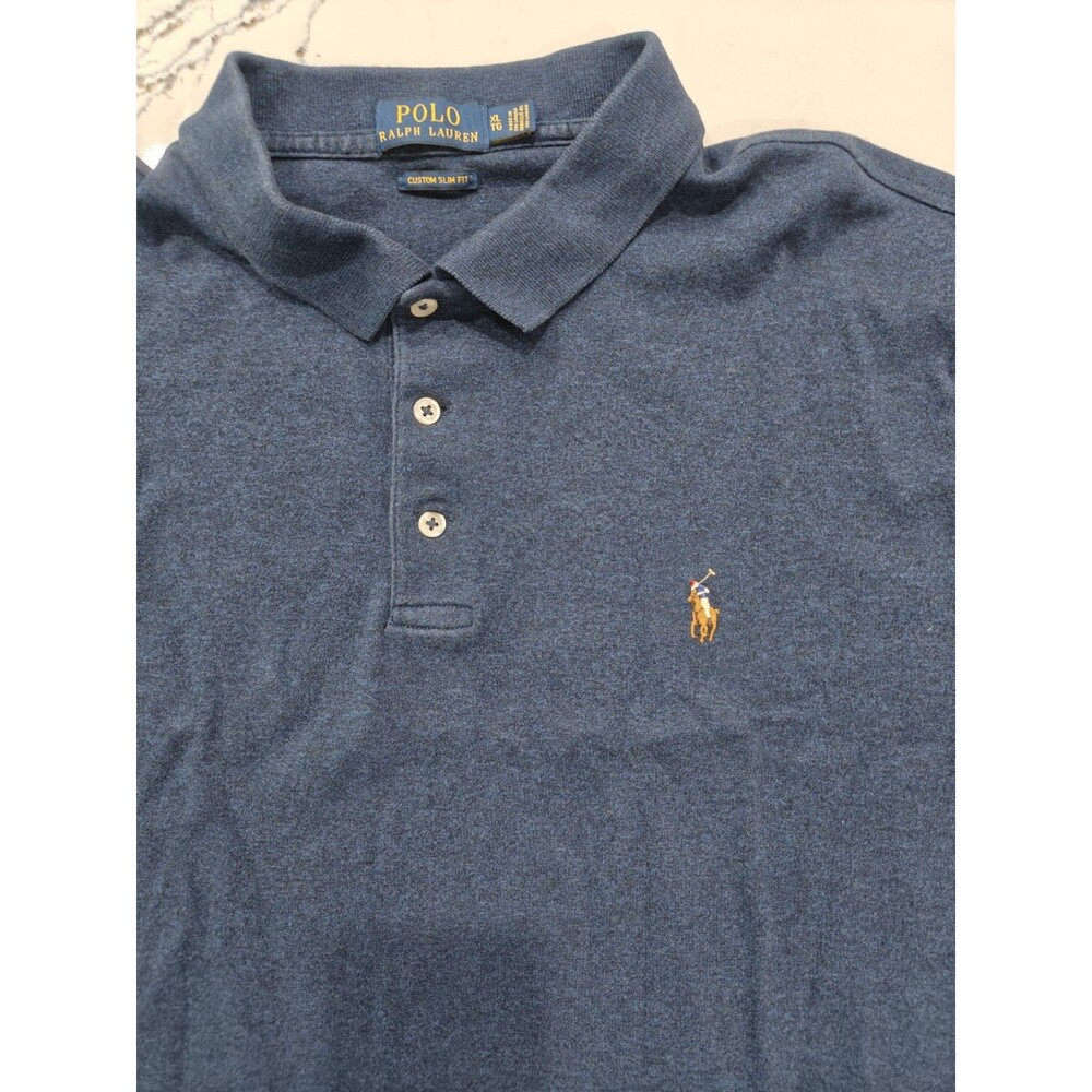 Polo Ralph Lauren Men's Polo Shirt Custom Slim Fit Navy Blue XL